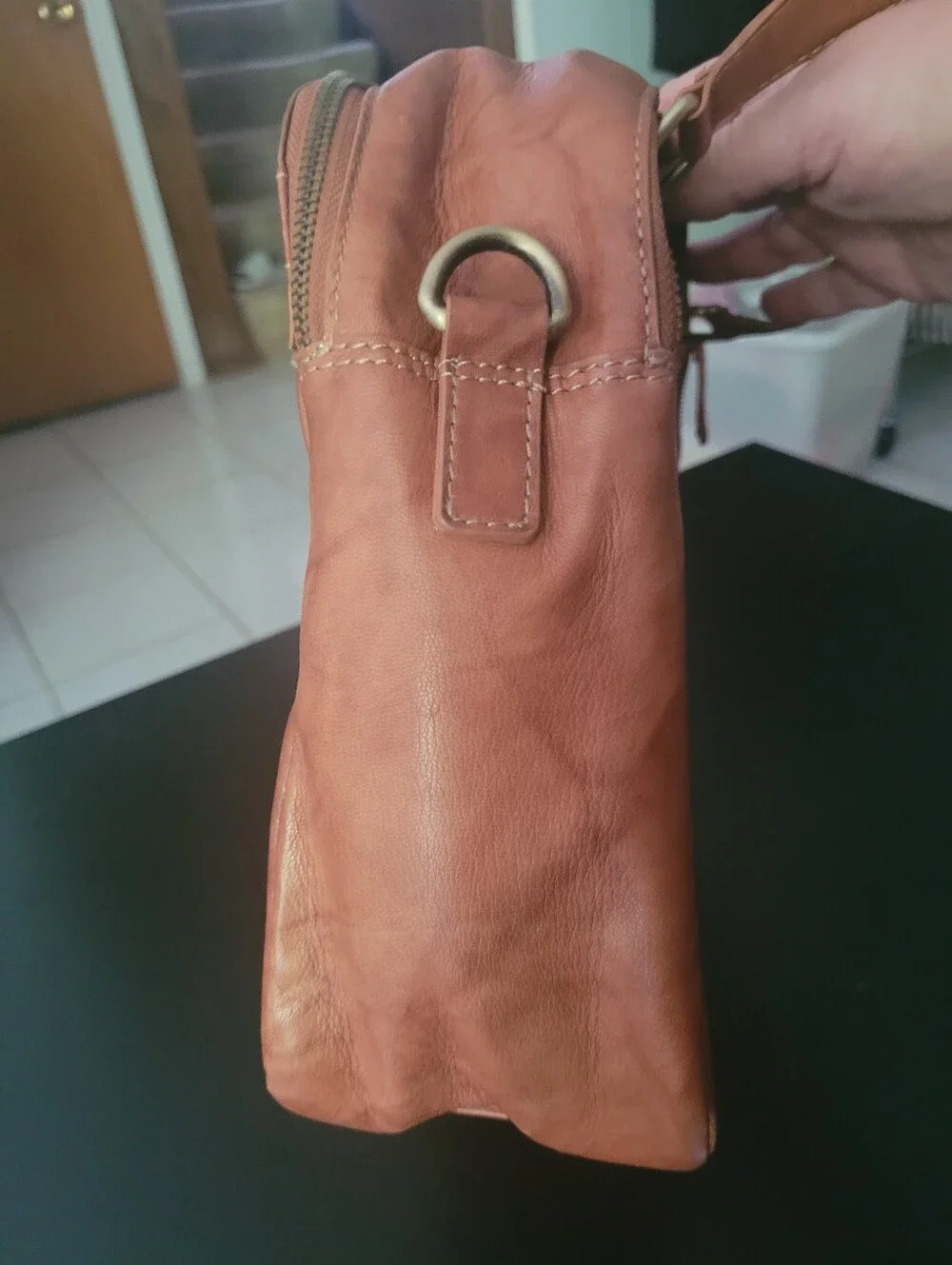Tan Leather Satchel Handbag - Classic Everyday Tote - Cones With Crossbody Strap